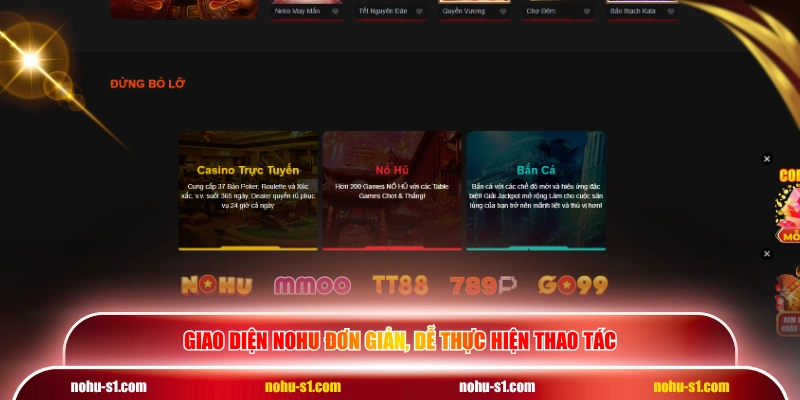Giao diện NOHU đơn giản, dễ thực hiện thao tác